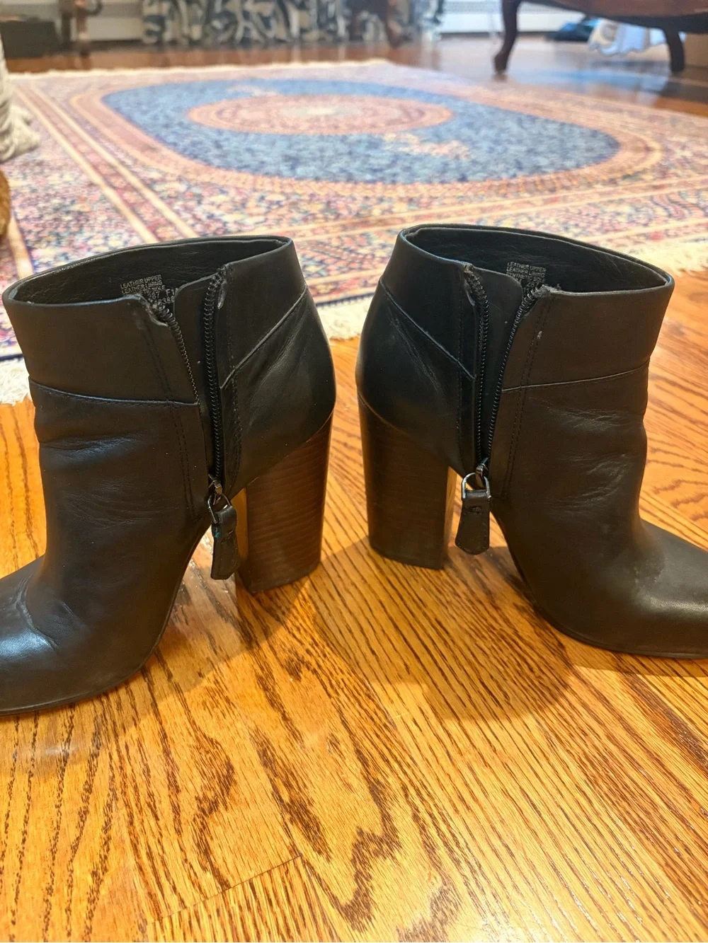 Tory Burch Black Leather Block-Heel Ankle Booties